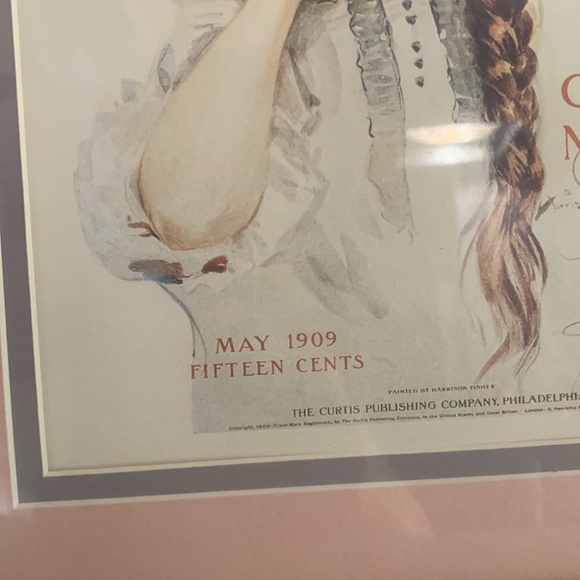 The Ladies’ Home Journal wall art vintage hanging wooden frame MMC lady in a hat - Picture 2 of 5